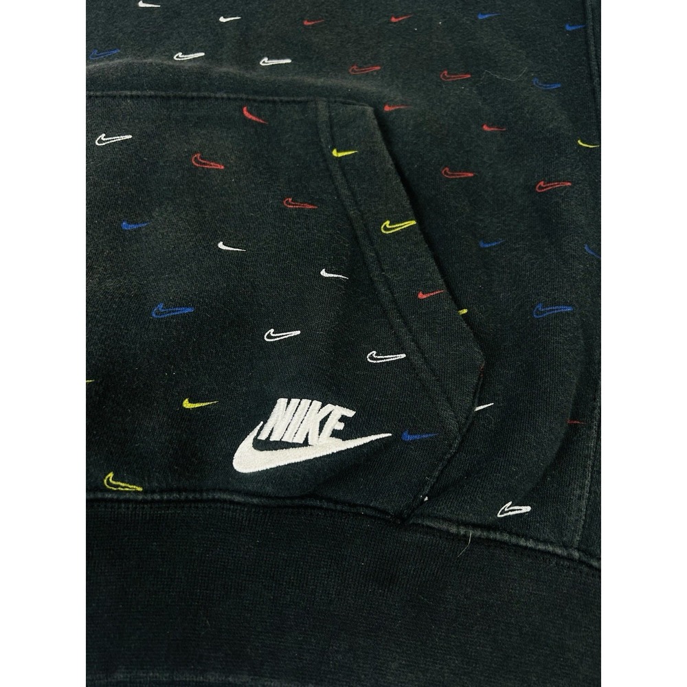 Nike Sportswear Club Fleece Allover Printed Swoosh Hoodie Mens Medium Black - Picture 6 of 16